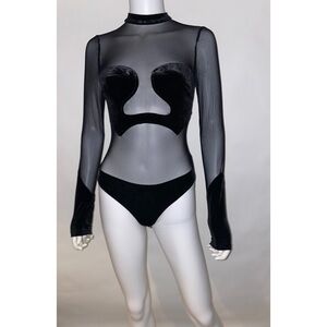 Mesh Velvet Bodysuit